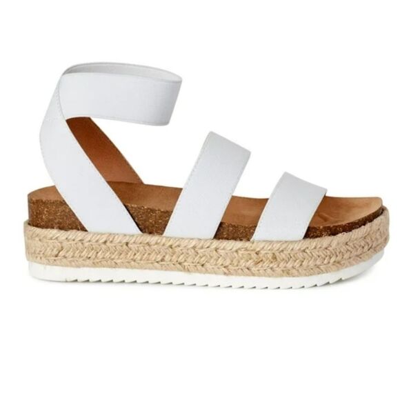 Time And Tru Platform 8 White Espadrille Sandals - Picture 1 of 4